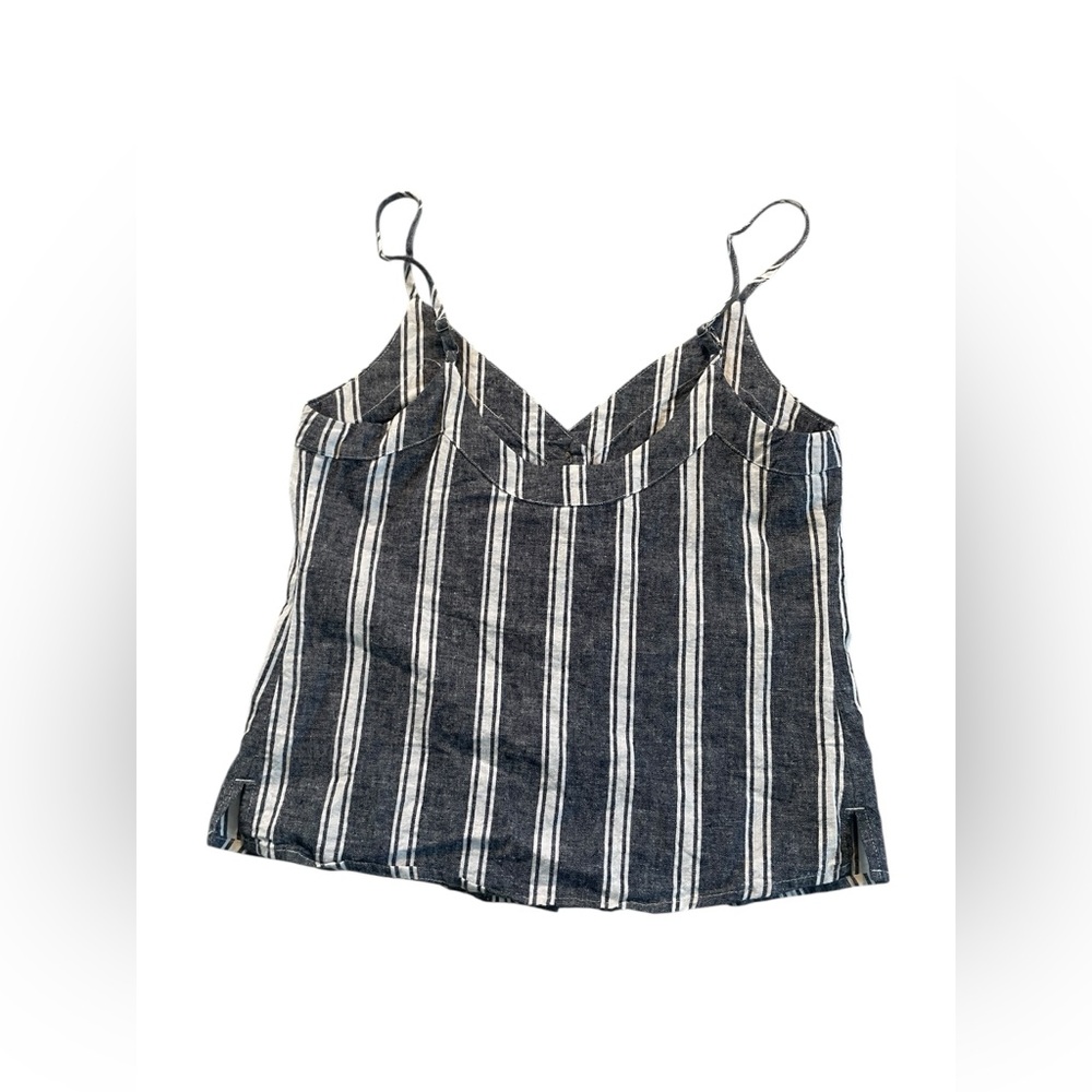 Abercrombie Striped Gray and White Women's Cami Cotton Cropped Top size XXS - Picture 2 of 5